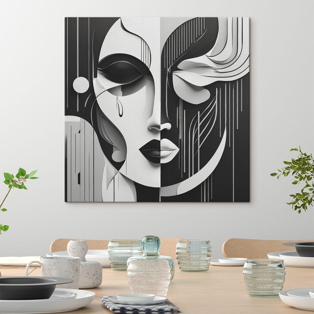 Een zwart-witafbeelding van een vrouw’s gezicht — interieur 4