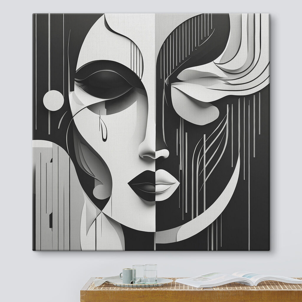 Een zwart-witafbeelding van een vrouw’s gezicht — interieur 3