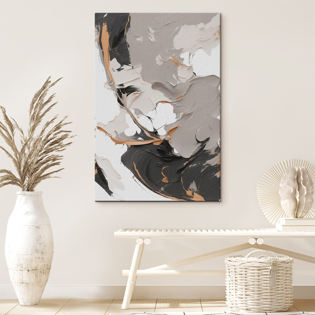 Abstracte wervelingen in aardetinten — interieur 1