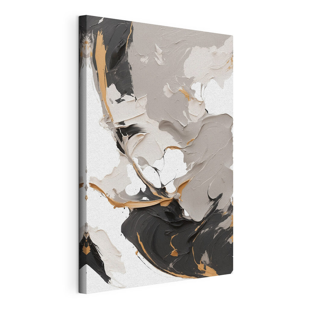 Abstracte wervelingen in aardetinten, gespannen canvas met doorlopende rand