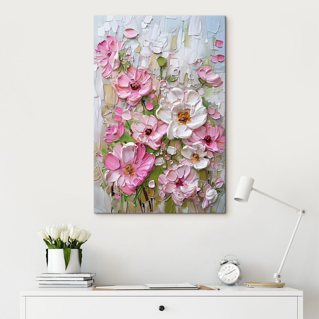 Roze bloei tussen wit — interieur 2