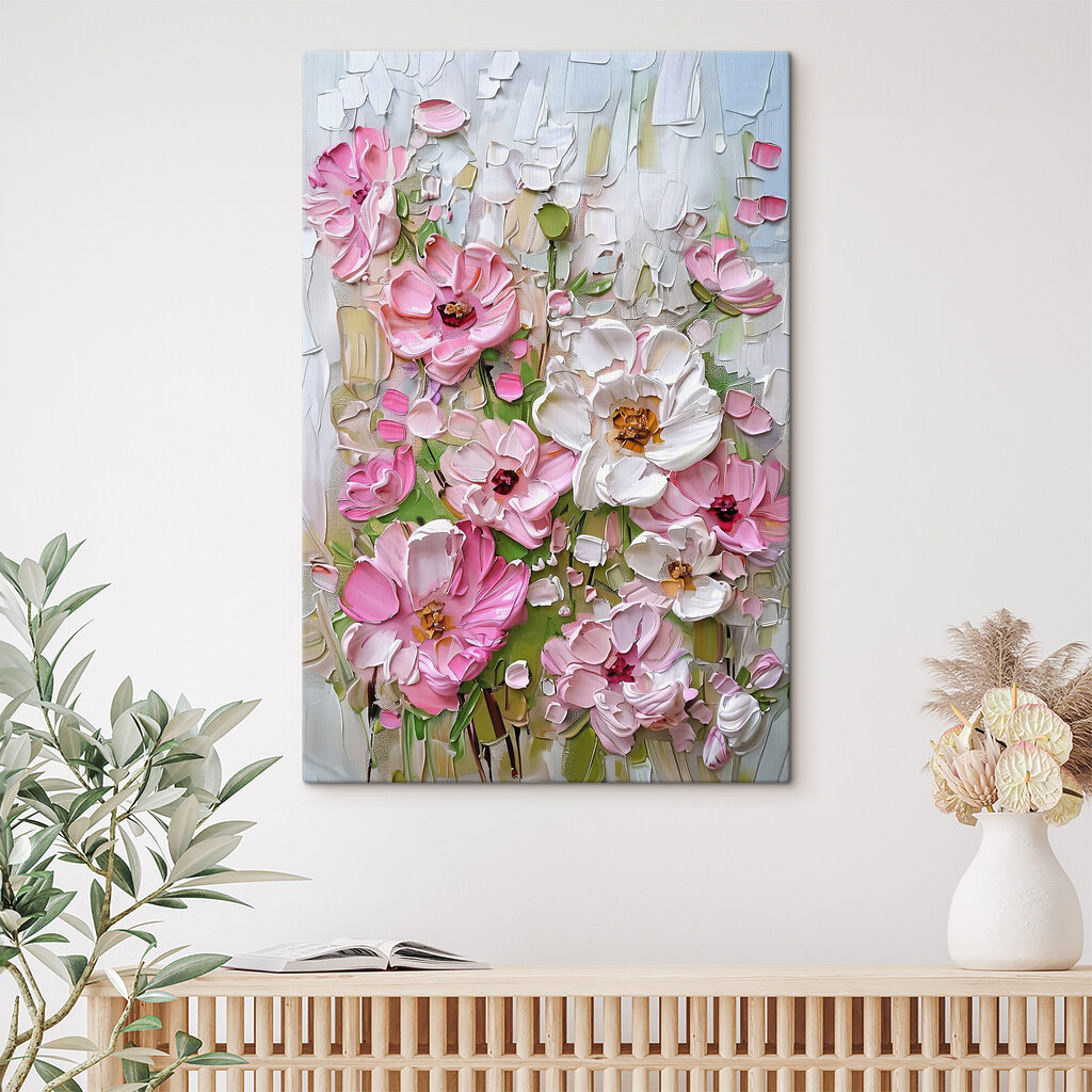 Roze bloei tussen wit — interieur 1
