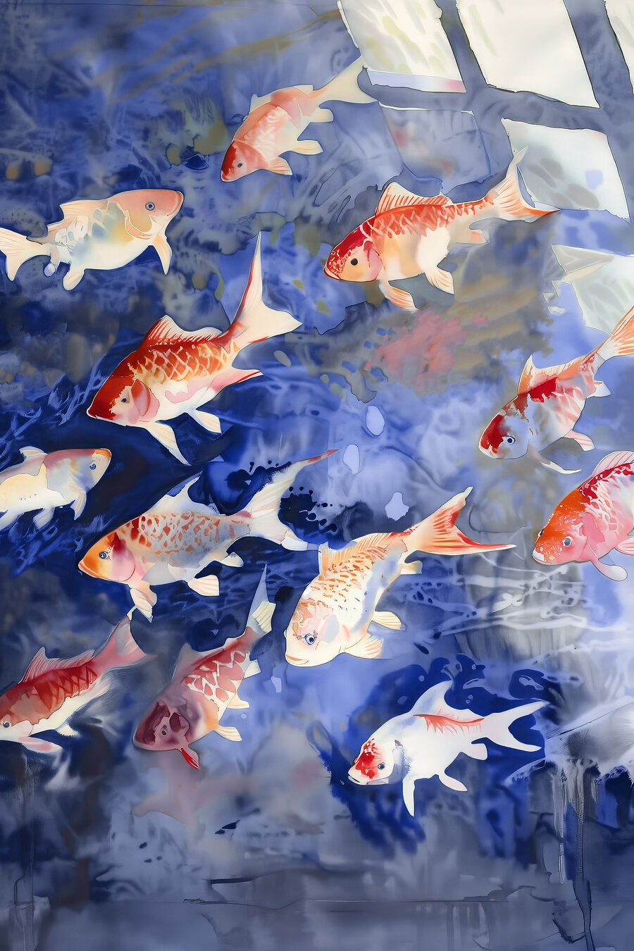 Koi in blauw zonlicht — volledig ontwerp