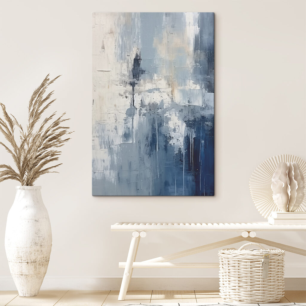 Rustige tinten blauw en wit gaan in elkaar over — interieur 1
