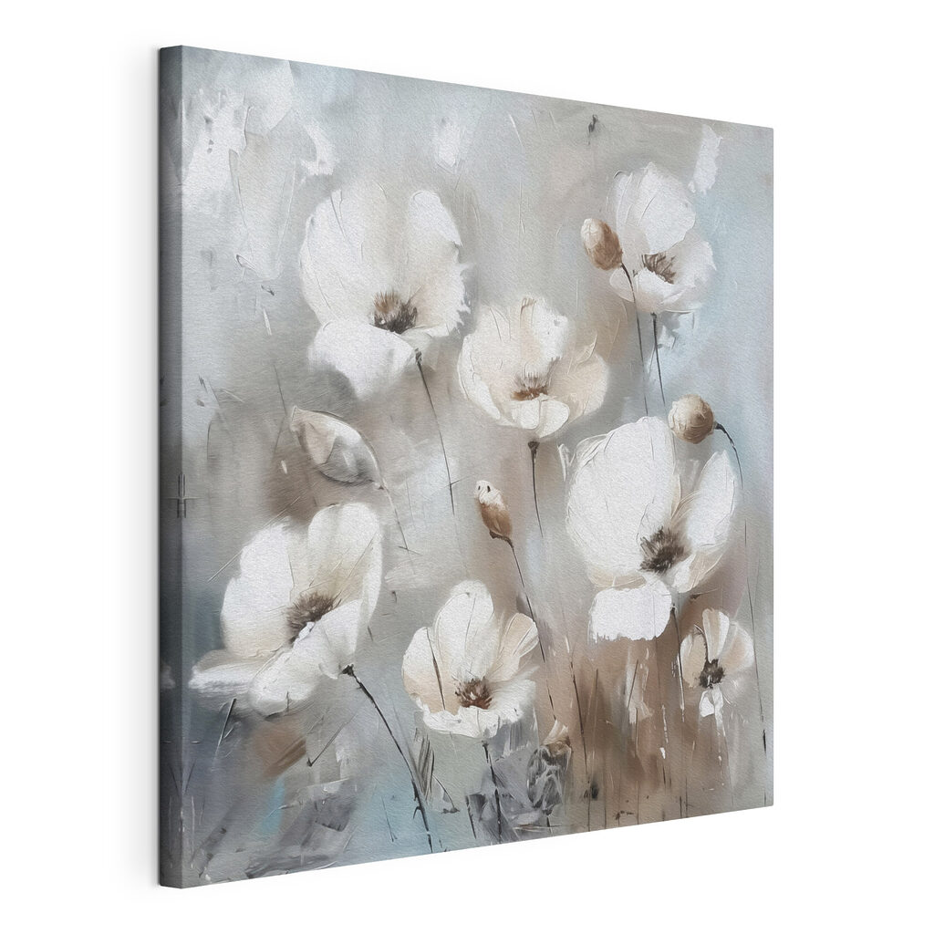 Witte bloemen in grijstinten — productweergave