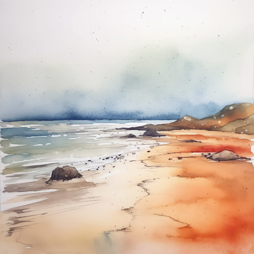 Aquarel langs de vloedlijn — volledig ontwerp