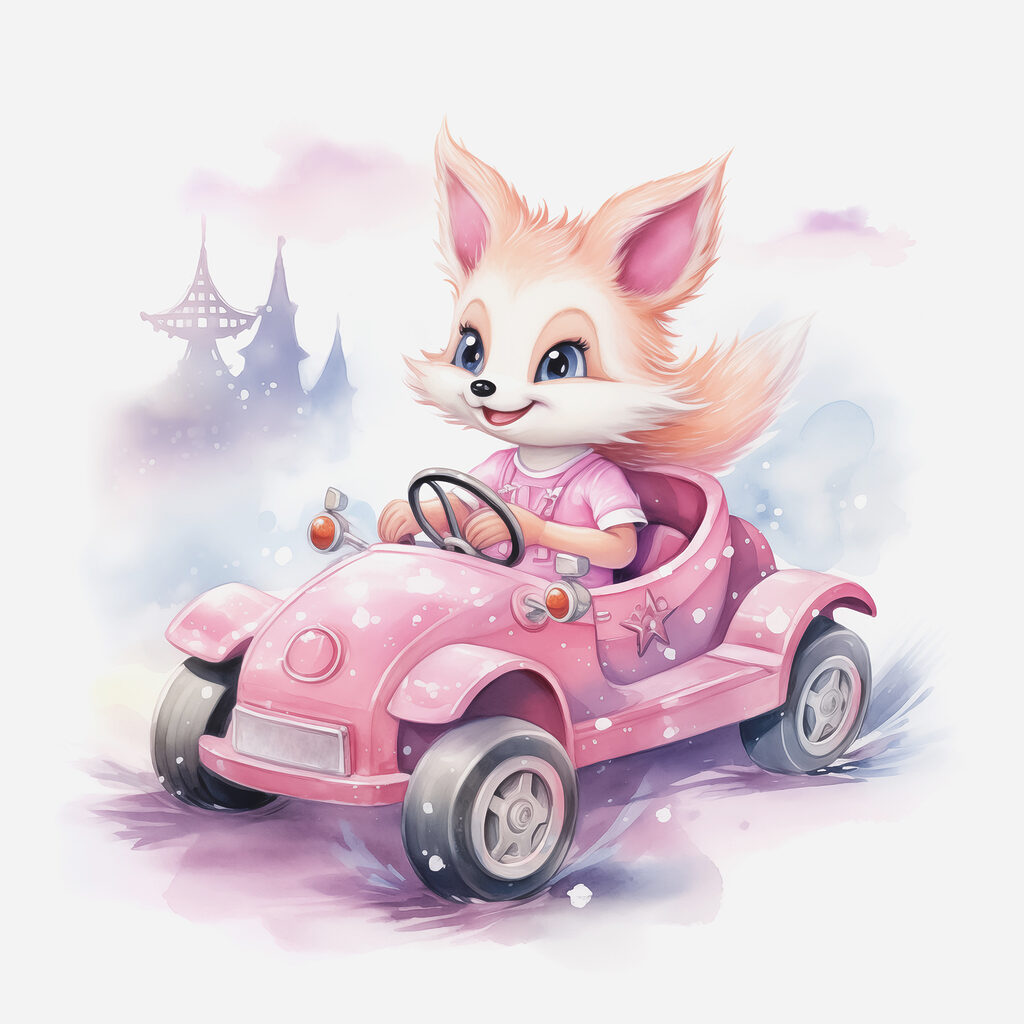 Vosje in een cabriolet — volledig ontwerp