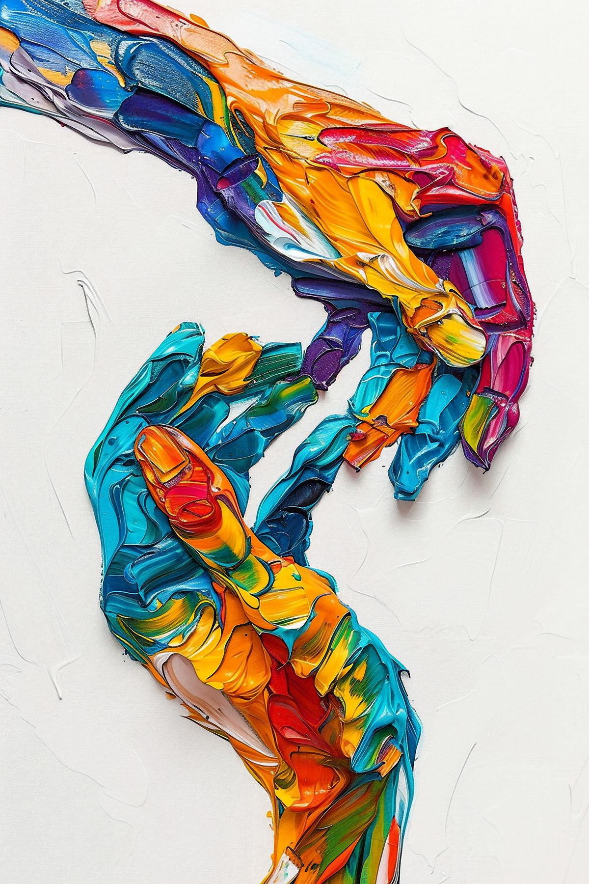 Een hand geschilderd met verschillende kleuren — volledig ontwerp
