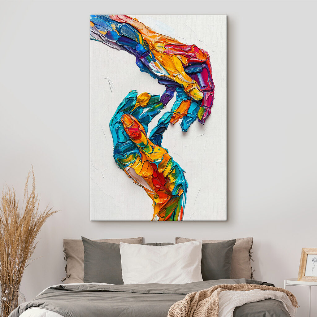 Een hand geschilderd met verschillende kleuren — interieur 2