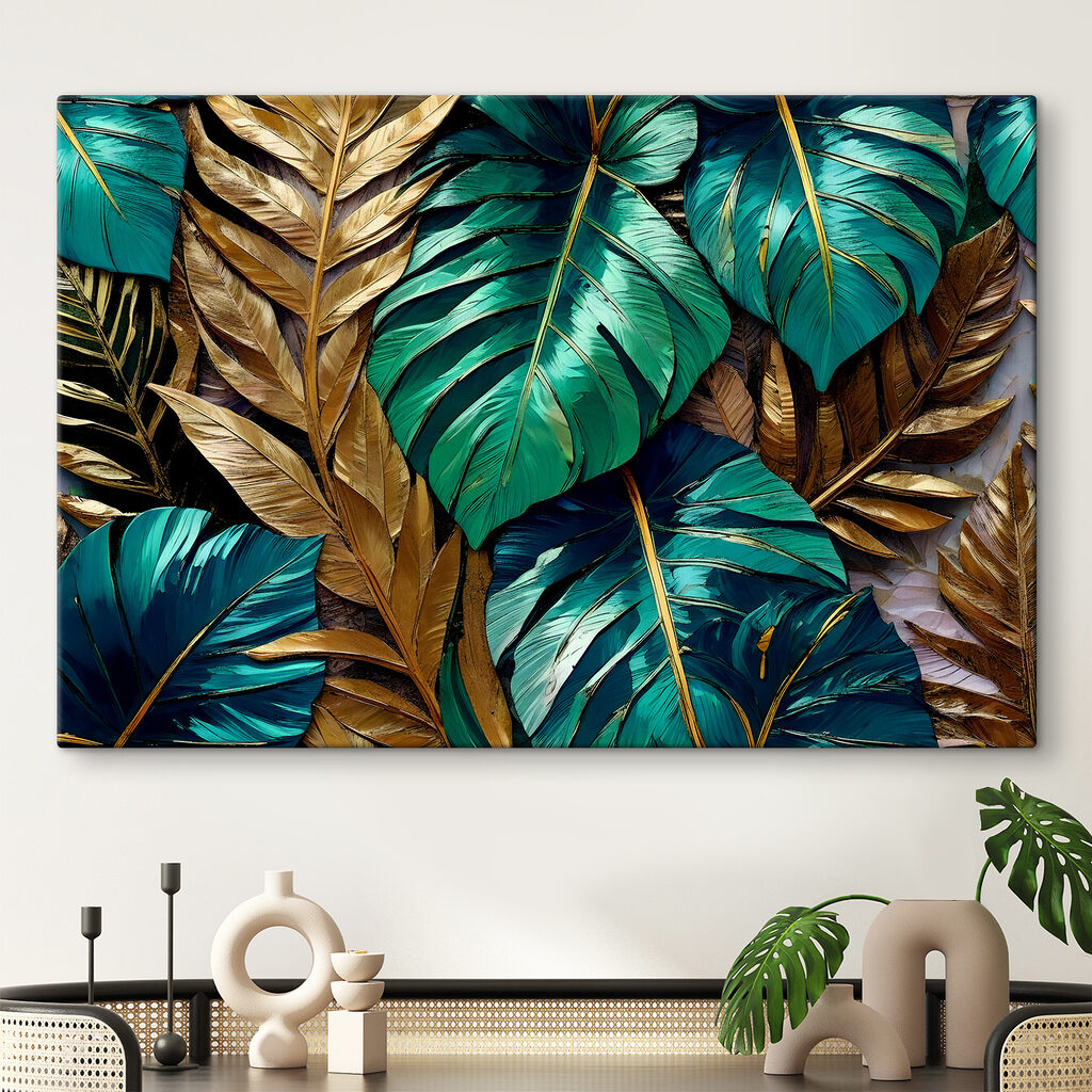 Tropische bladeren met goudtinten — interieur 1