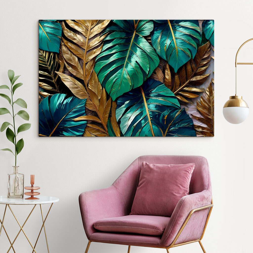 Tropische bladeren met goudtinten — interieur 2