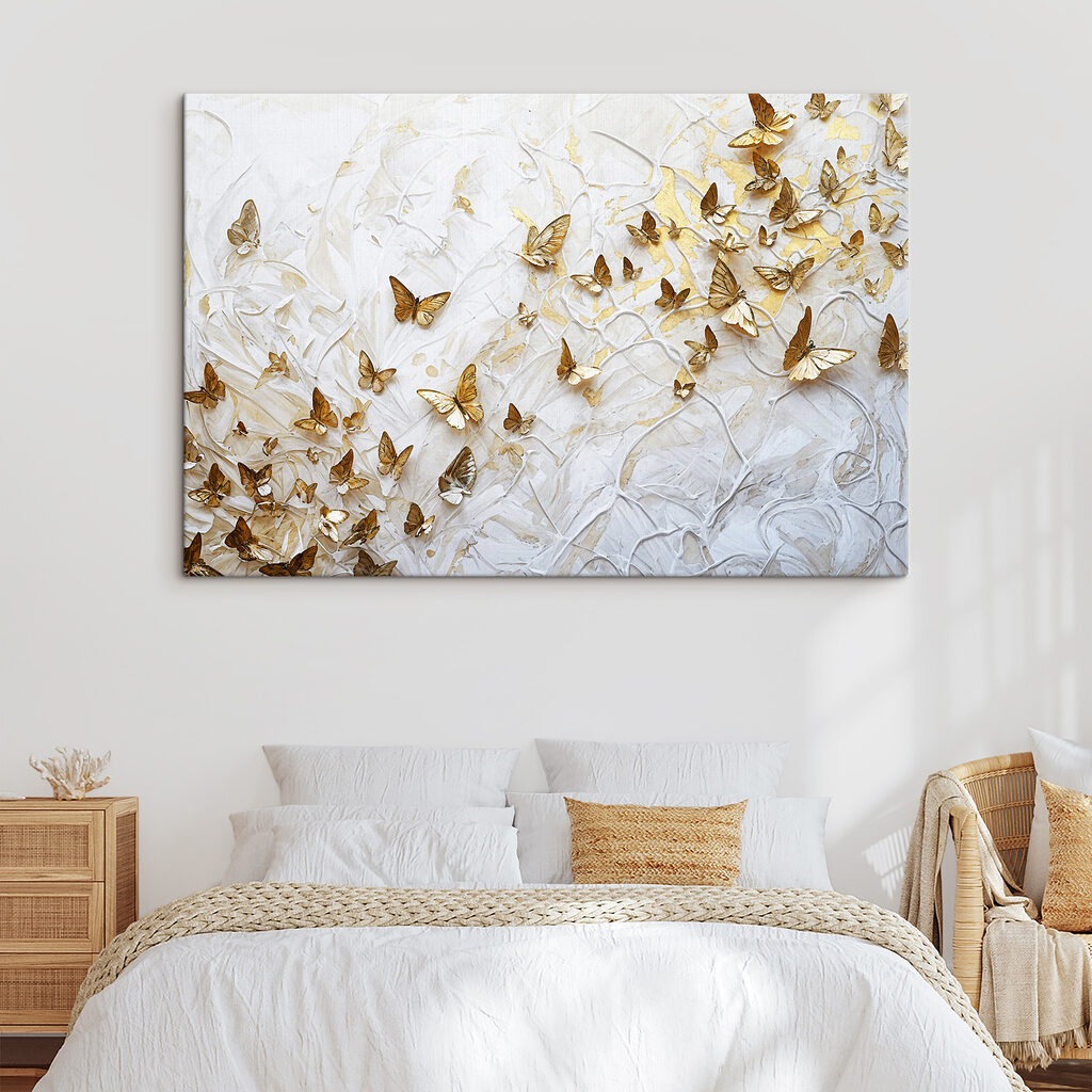 Vlinders stijgen door wit — interieur 2