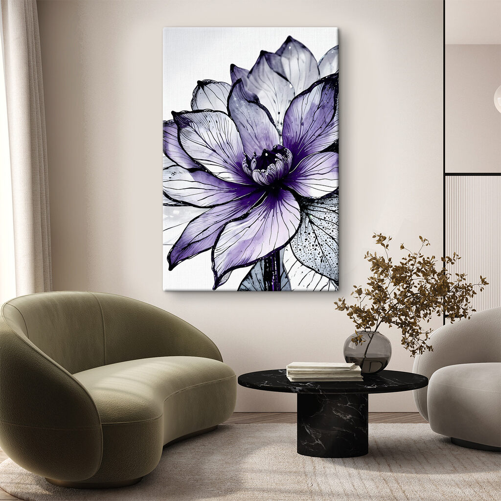 Paarse bloem, fijne nerven — interieur 1