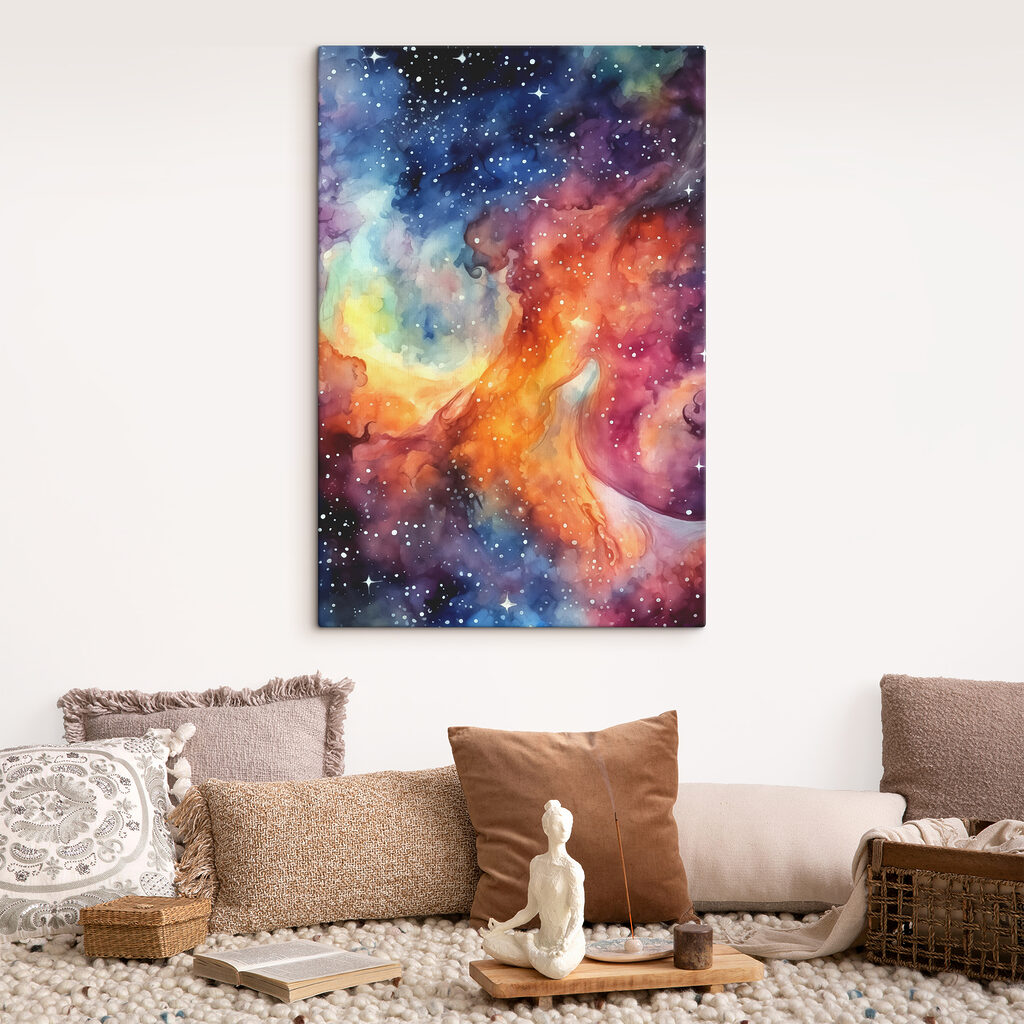 Een sterrenwolk vol vuur in een interieur