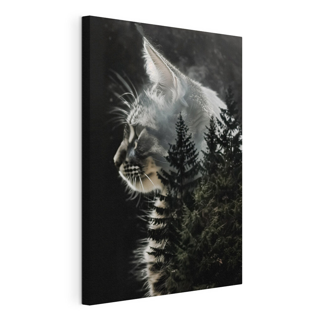 Kat draagt het bos, gespannen canvas met doorlopende rand