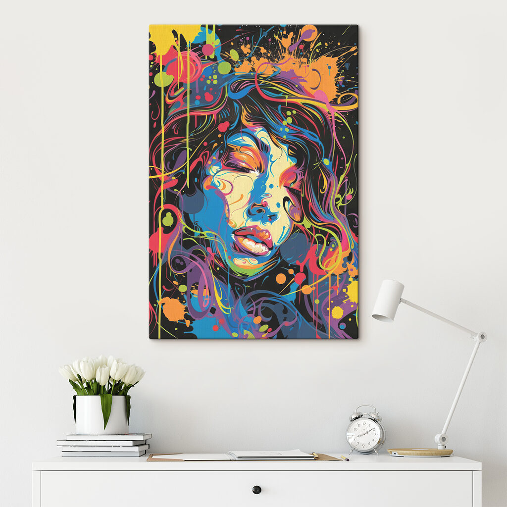 Haar gezicht vol kleurdraden — interieur 1