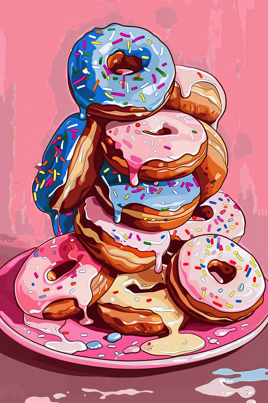 Donuts hoog opgestapeld — volledig ontwerp
