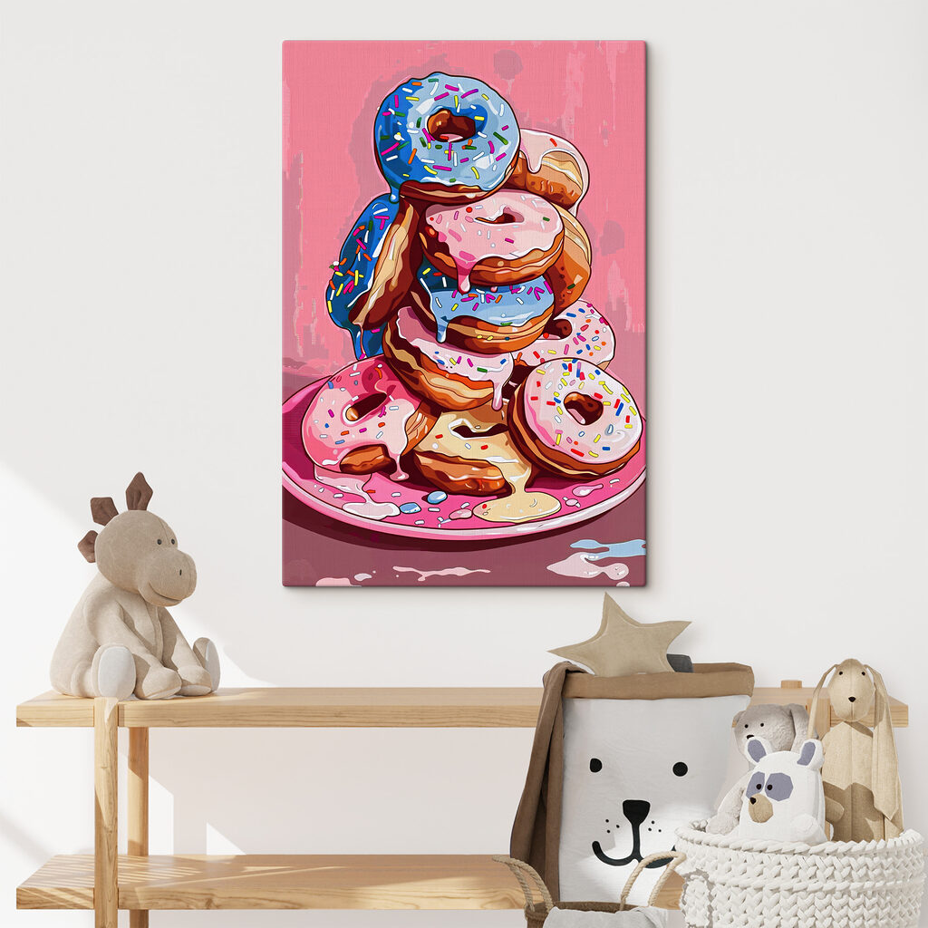 Donuts hoog opgestapeld — interieur 1