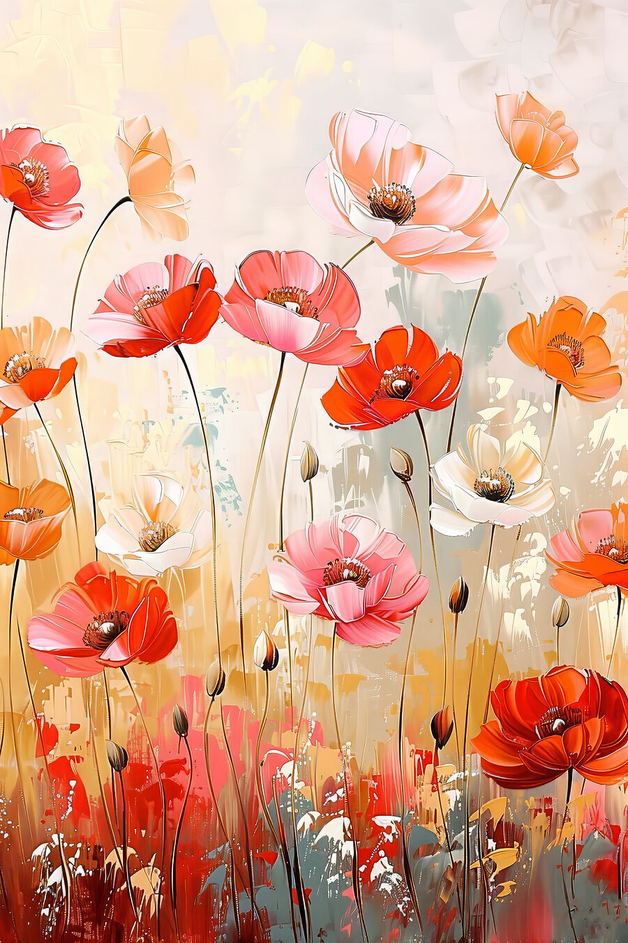 Levendige bloesems in een kleurrijk veld — volledig ontwerp