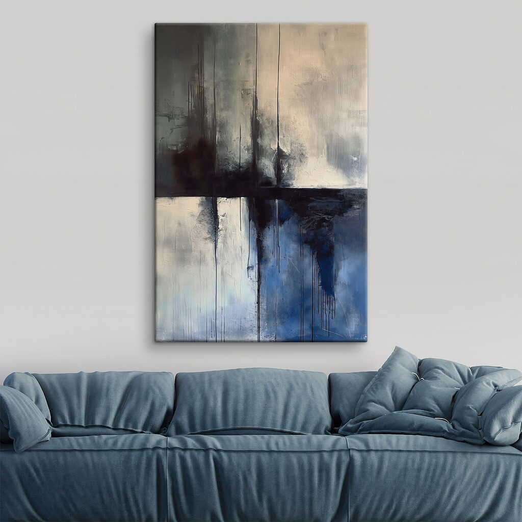 Een schilderij van een zwart-wit vierkant — interieur 1