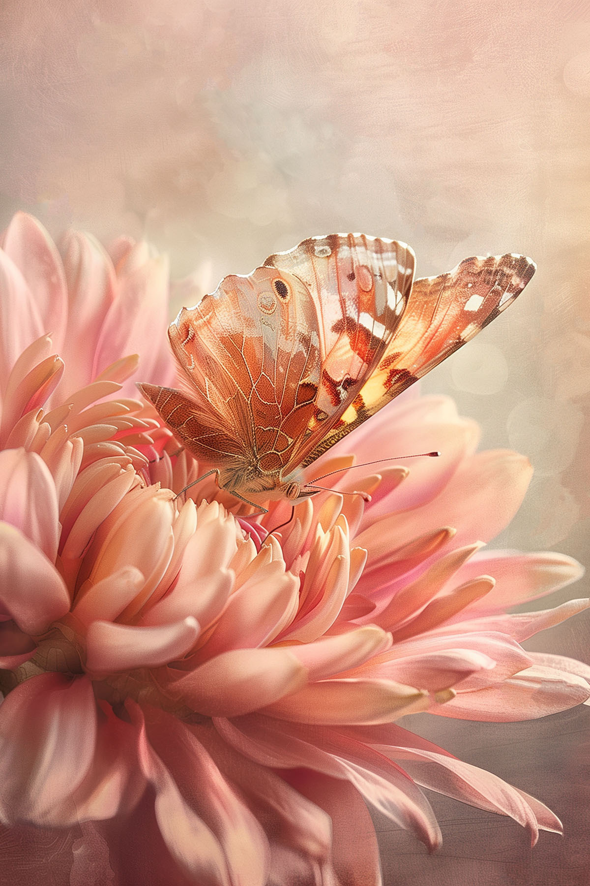 Een vlinder op een bloem — volledig ontwerp
