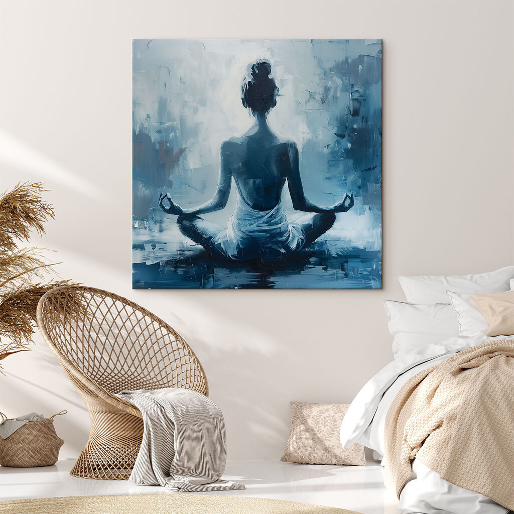 Een schilderij van een vrouw in lotushouding — interieur 2