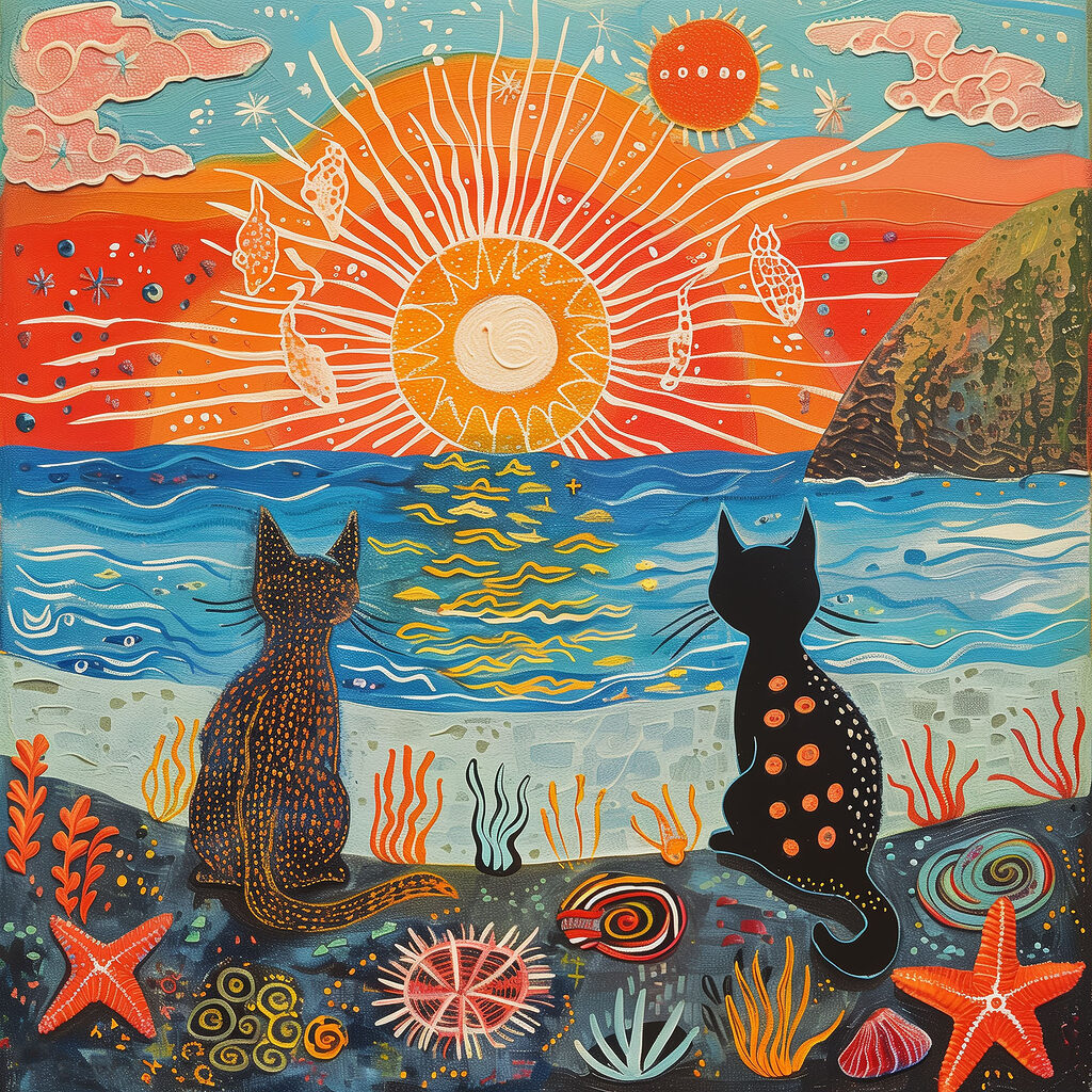 Katten kijken naar zonnestralen — volledig ontwerp