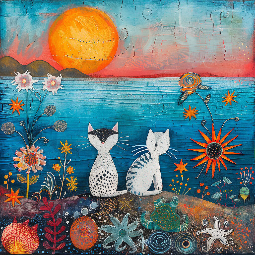 Twee witte katten samen — volledig ontwerp