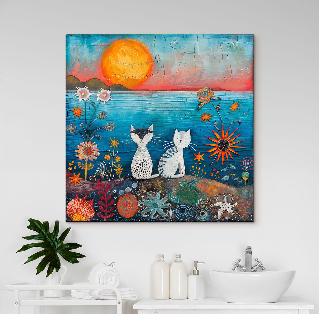 Twee witte katten samen — interieur 1