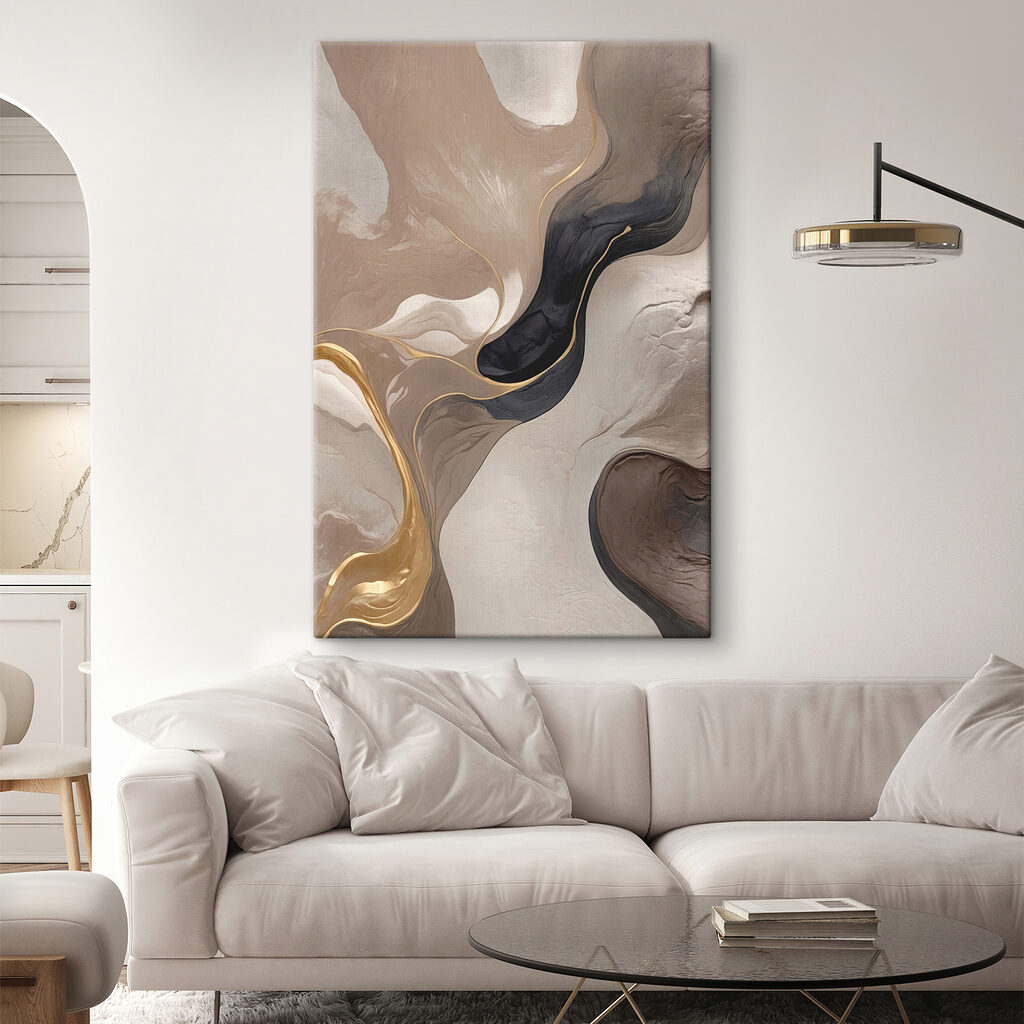 Elegantie in vloeiende, abstracte patronen in een interieur
