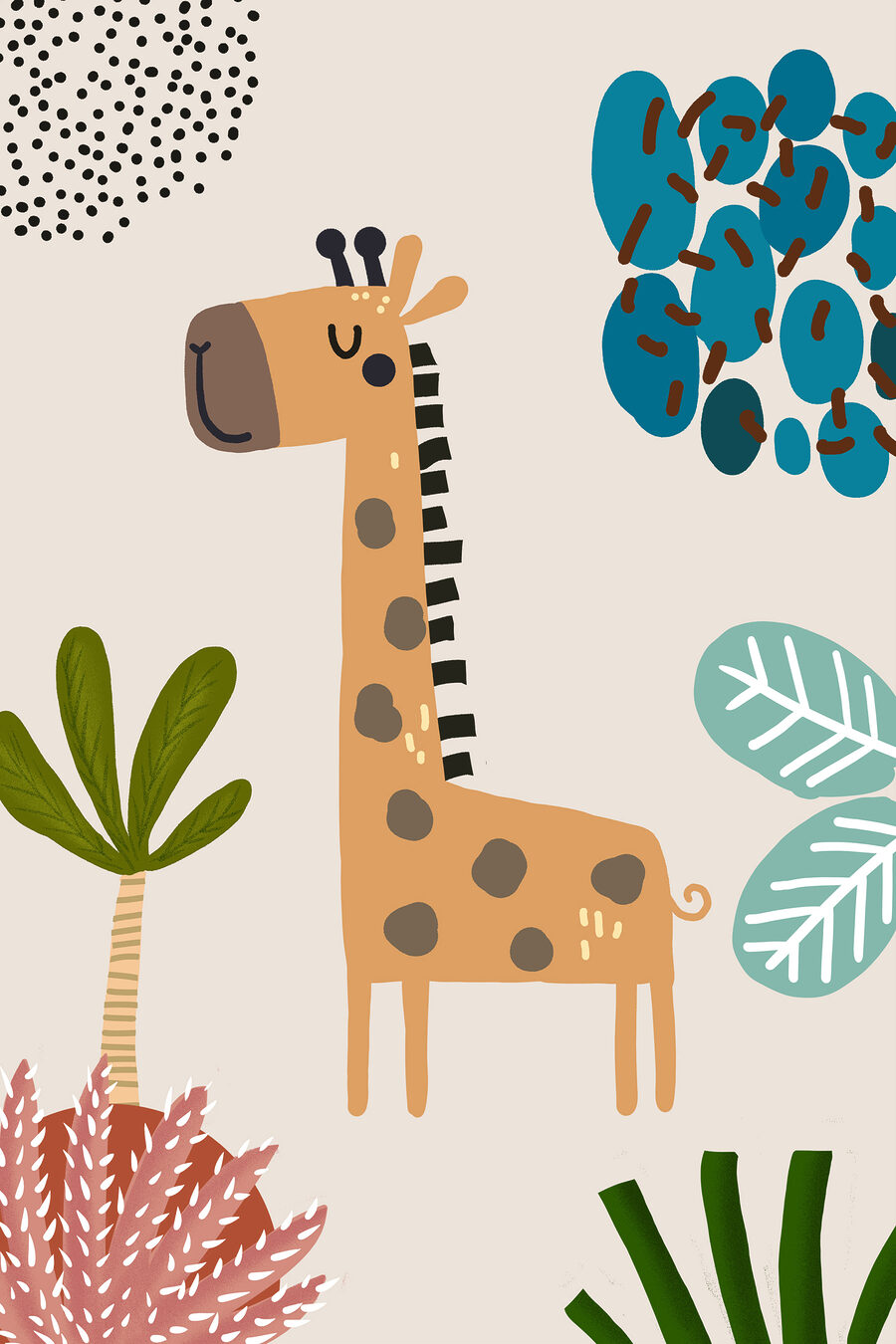 Een giraffe en een boom — volledig ontwerp