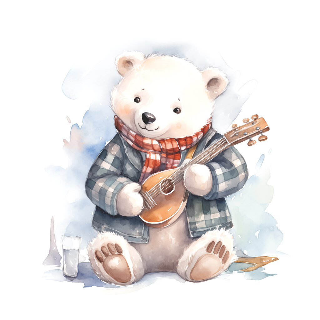 Beertje met een ukelele — volledig ontwerp