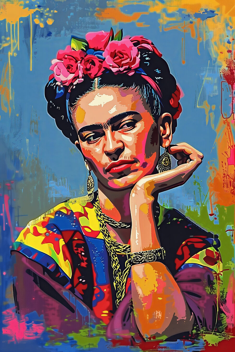 Frida met ondersteunde kin — volledig ontwerp