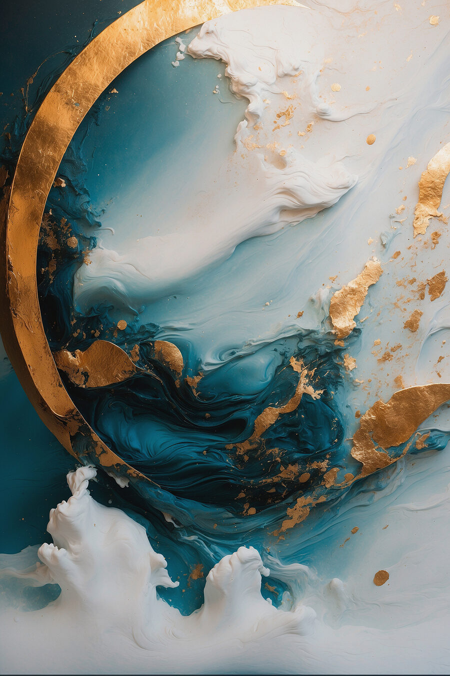 Gouden boog door turquoise — volledig ontwerp