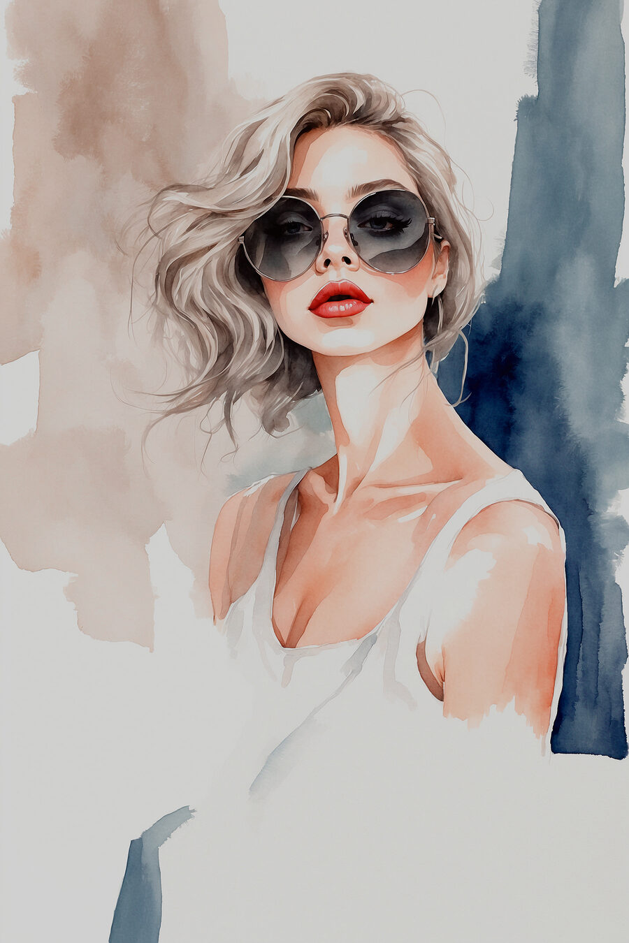 Zonnebril in lichte aquarel — volledig ontwerp