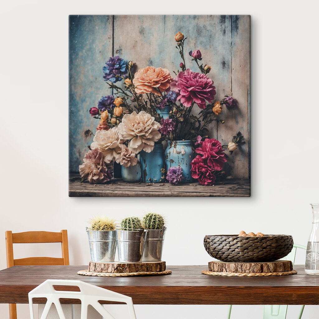 Boeketten in turkooizen vazen — interieur 3