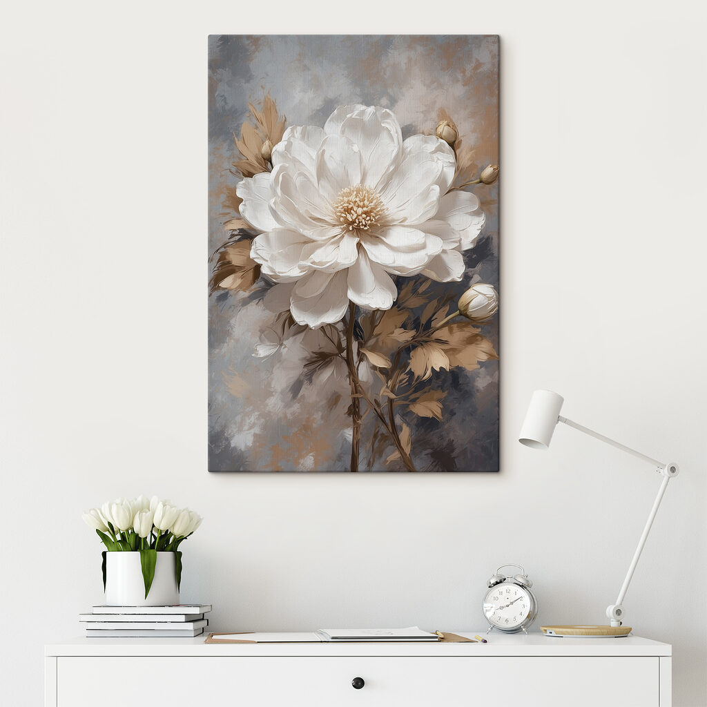 Witte bloei tussen okerbladeren — interieur 2