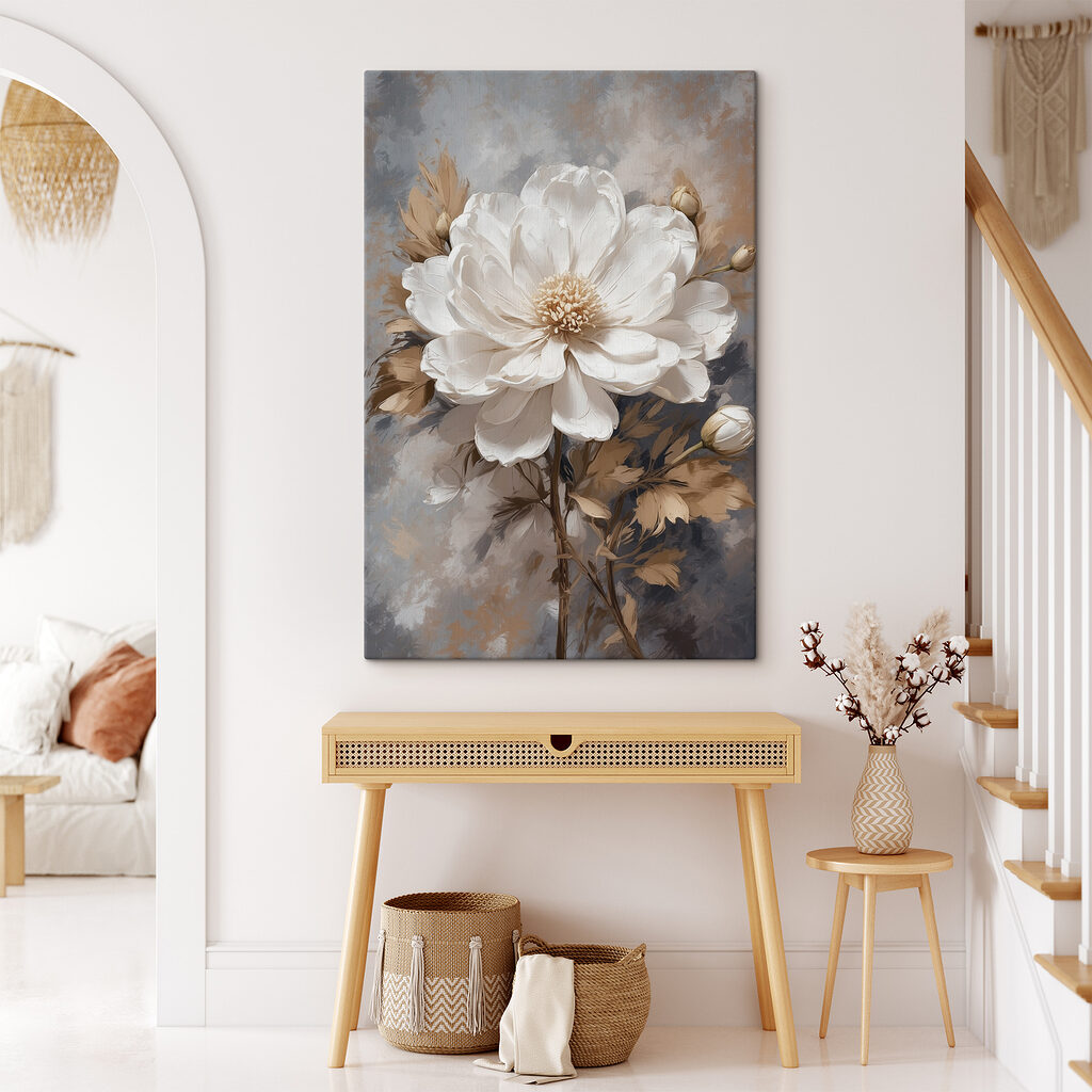 Witte bloei tussen okerbladeren — interieur 3