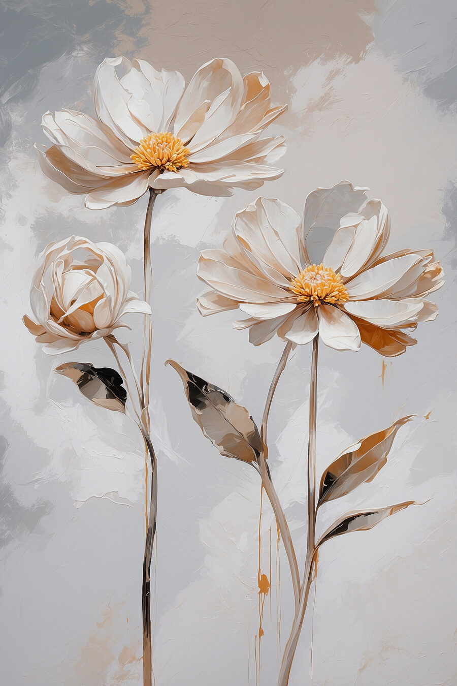 Twee bloemen in zandtinten — volledig ontwerp