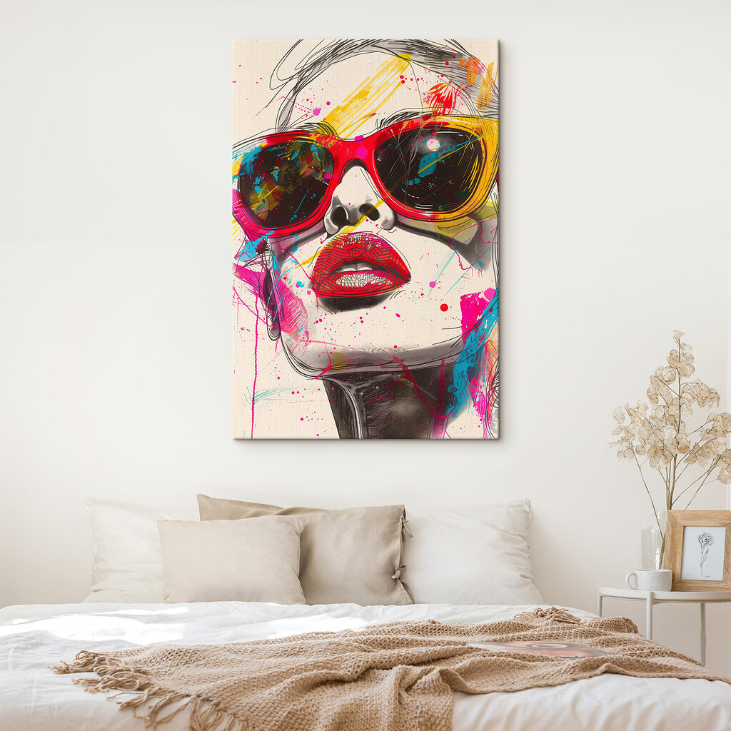 Rode bril, felle lippen — interieur 1