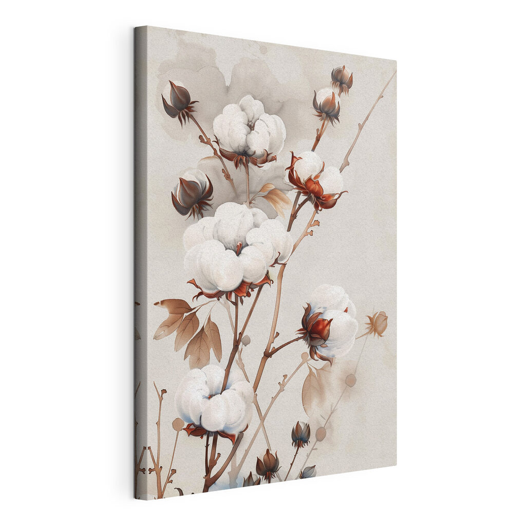 Katoentakken in zacht beige, gespannen canvas met doorlopende rand