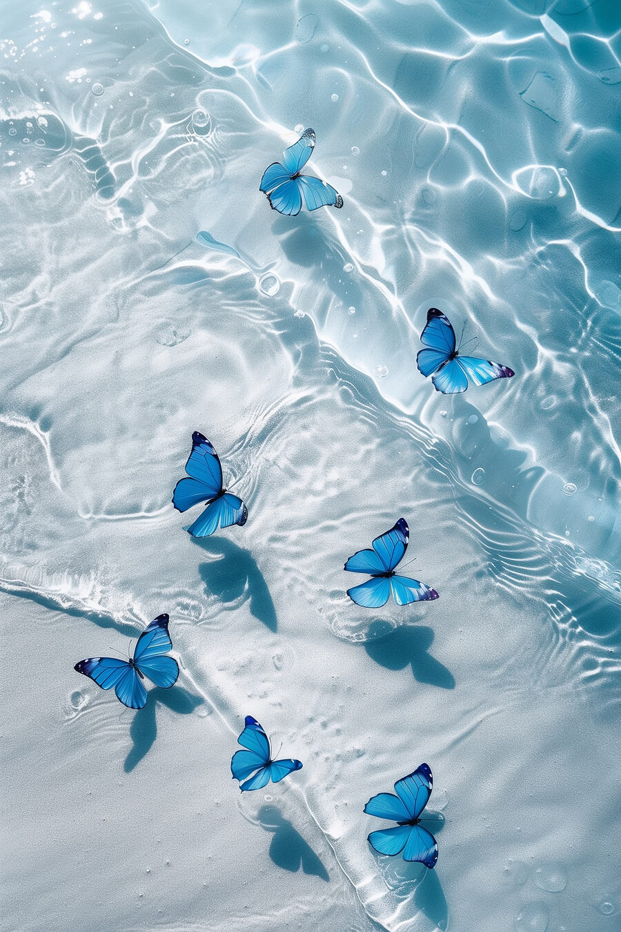 Blauwe vlinders boven water — volledig ontwerp