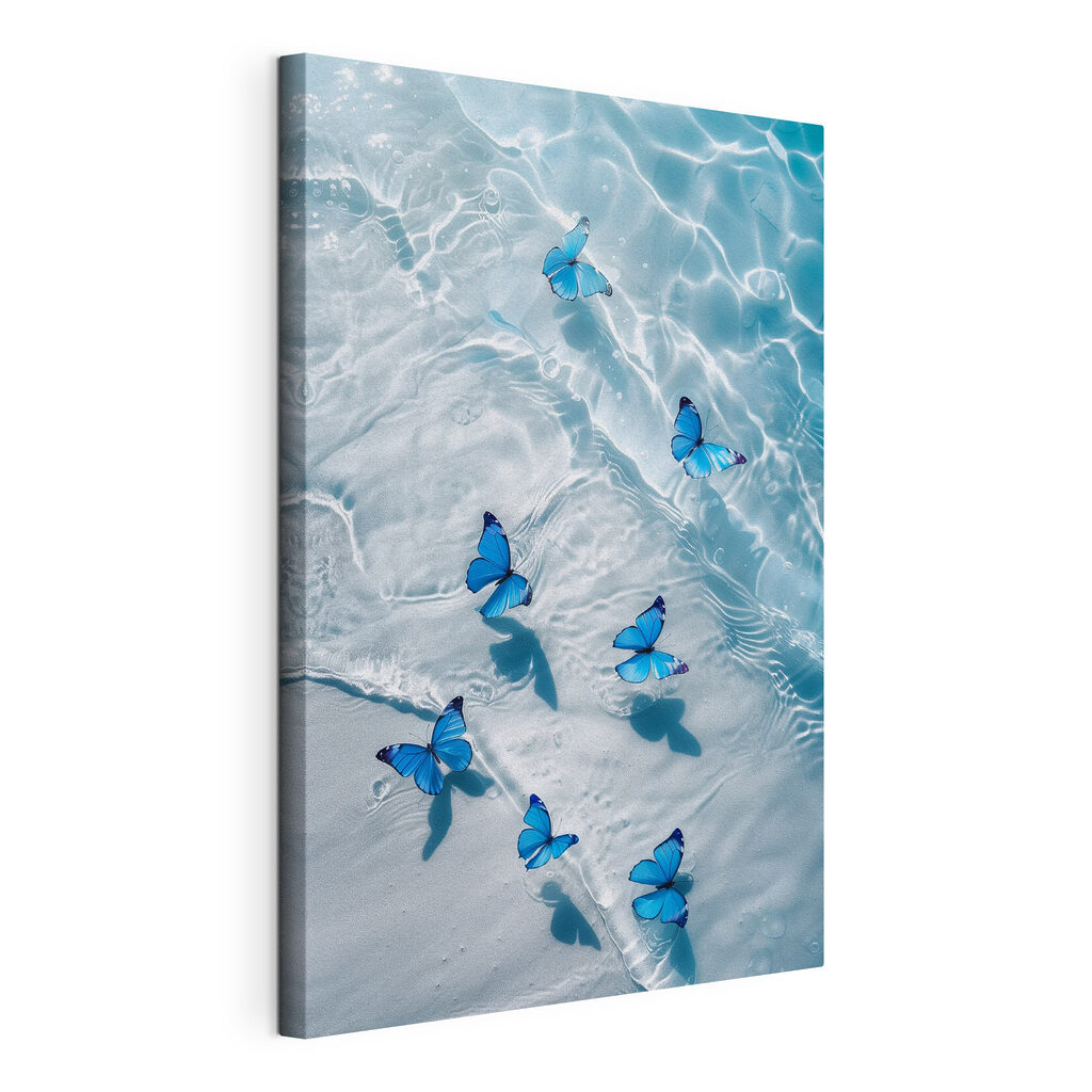 Blauwe vlinders boven water — productweergave
