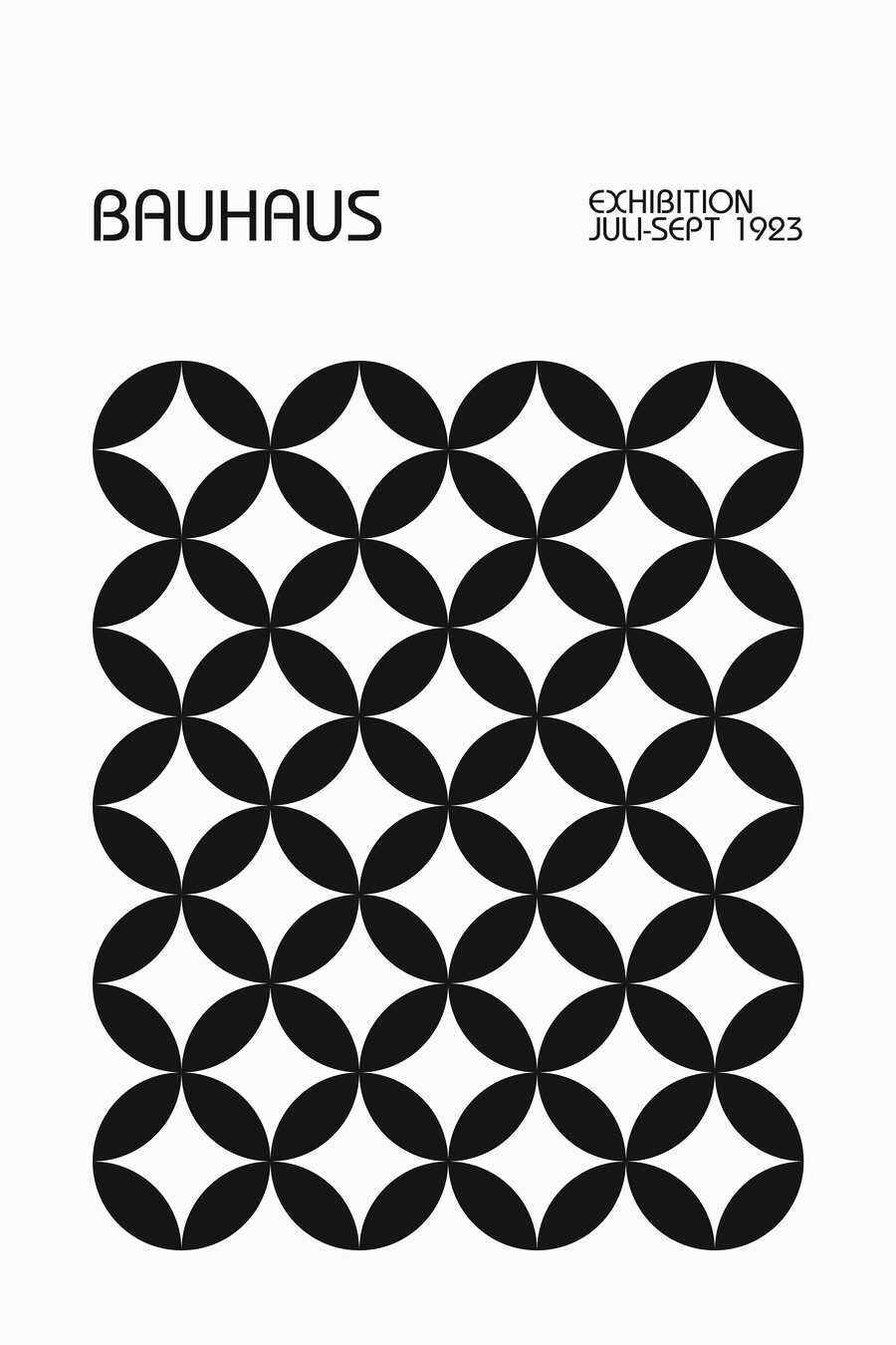 Bauhaus in zwarte bloempatronen — volledig ontwerp