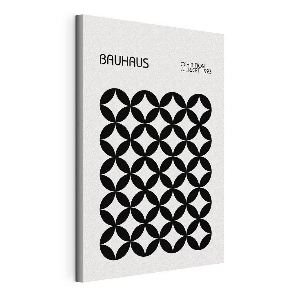 Bauhaus in zwarte bloempatronen, gespannen canvas met doorlopende rand