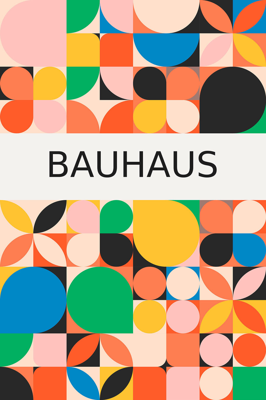 Bauhaus in vrolijke kwartcirkels — volledig ontwerp