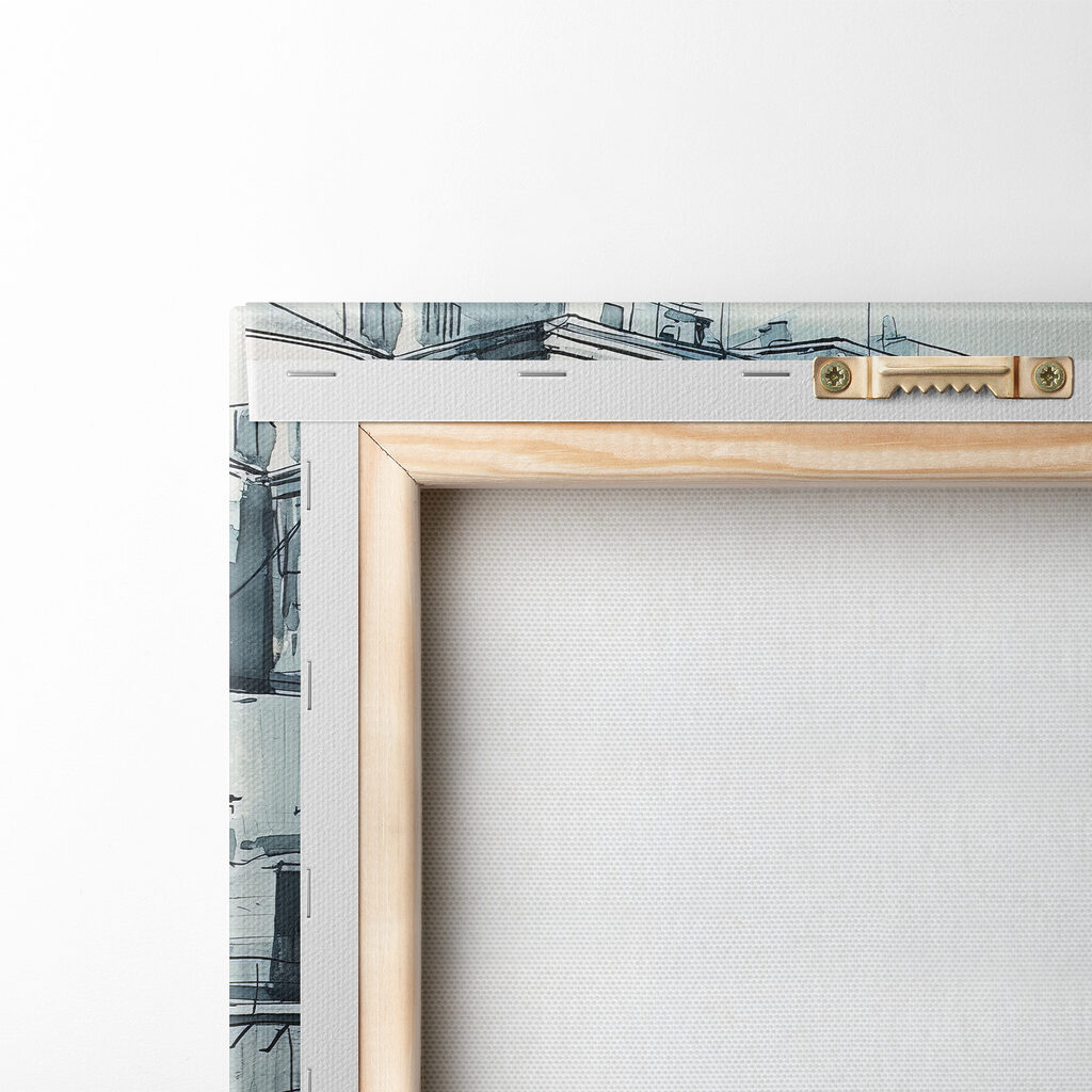 Bleke huizen langs water — achterkant