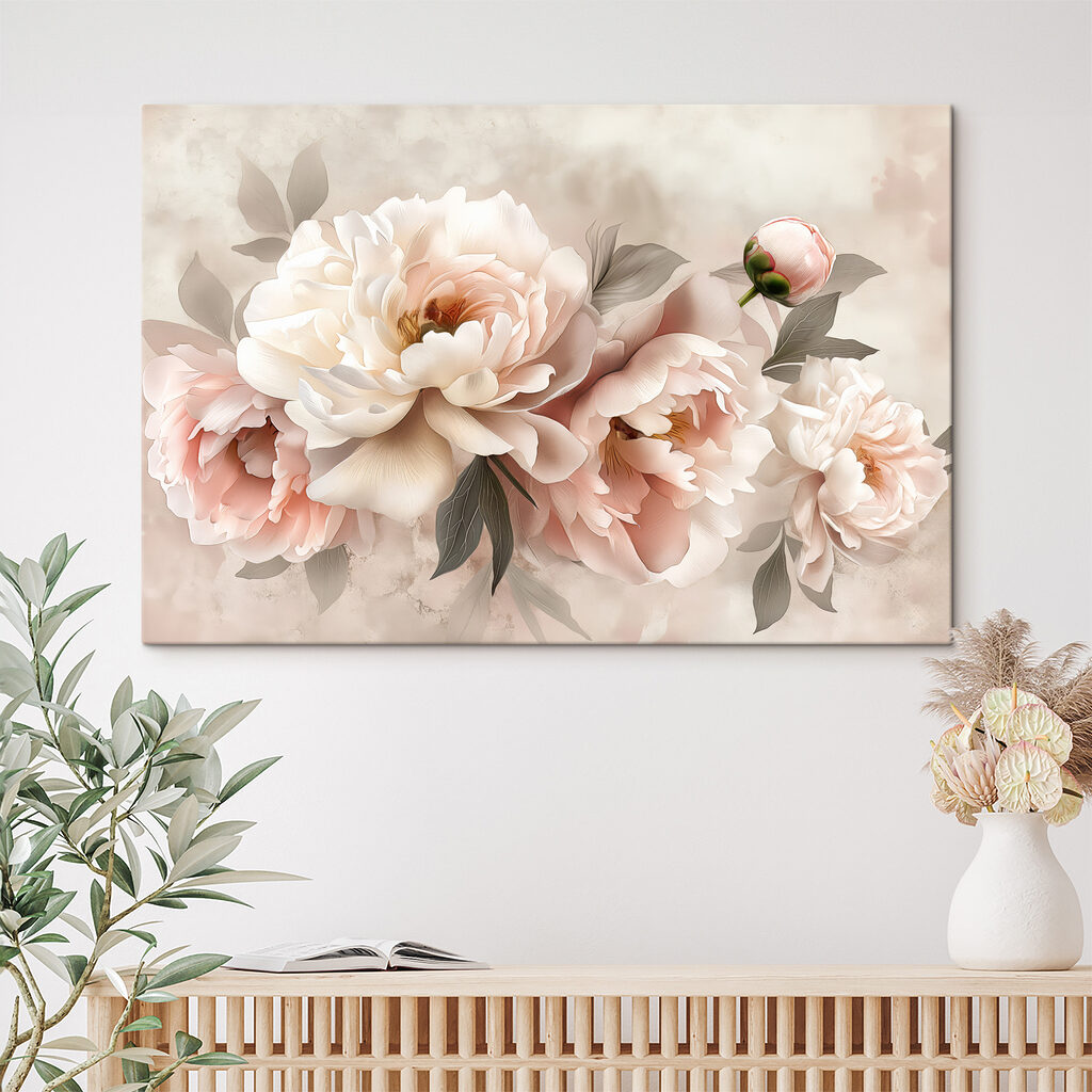 Een groep bloemen op een witte achtergrond in een interieur