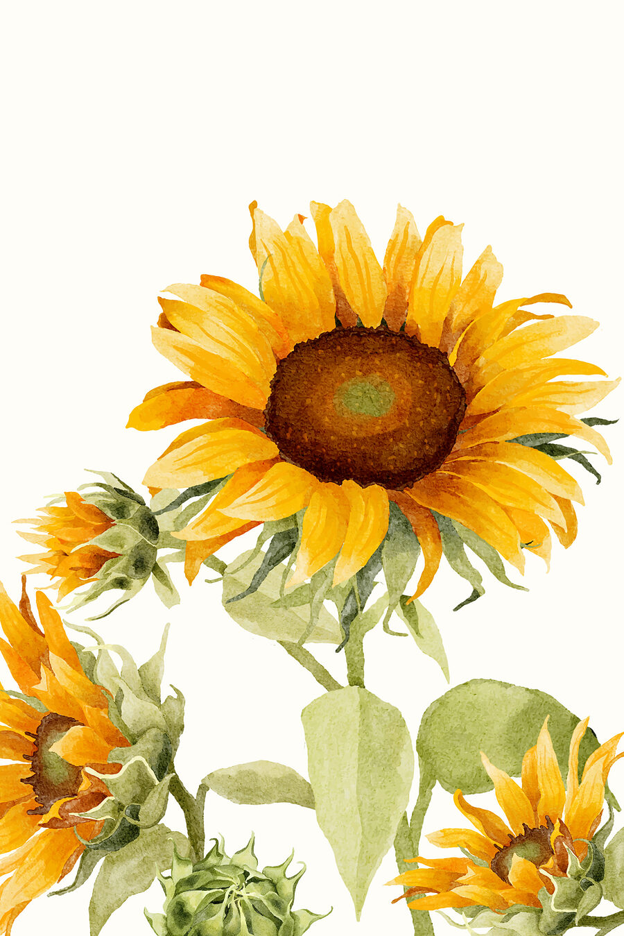 Zonnebloem reikt naar boven — volledig ontwerp