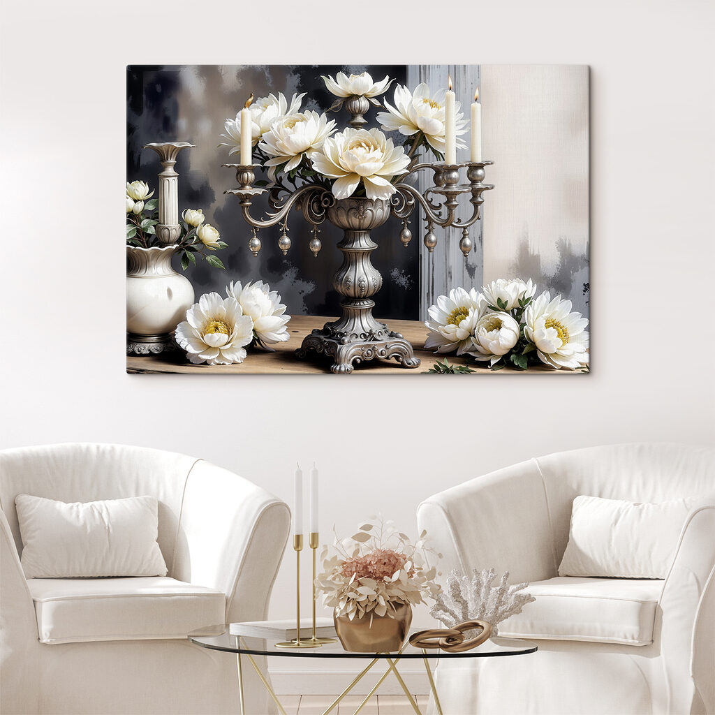 Witte lotussen bij kaarslicht — interieur 2